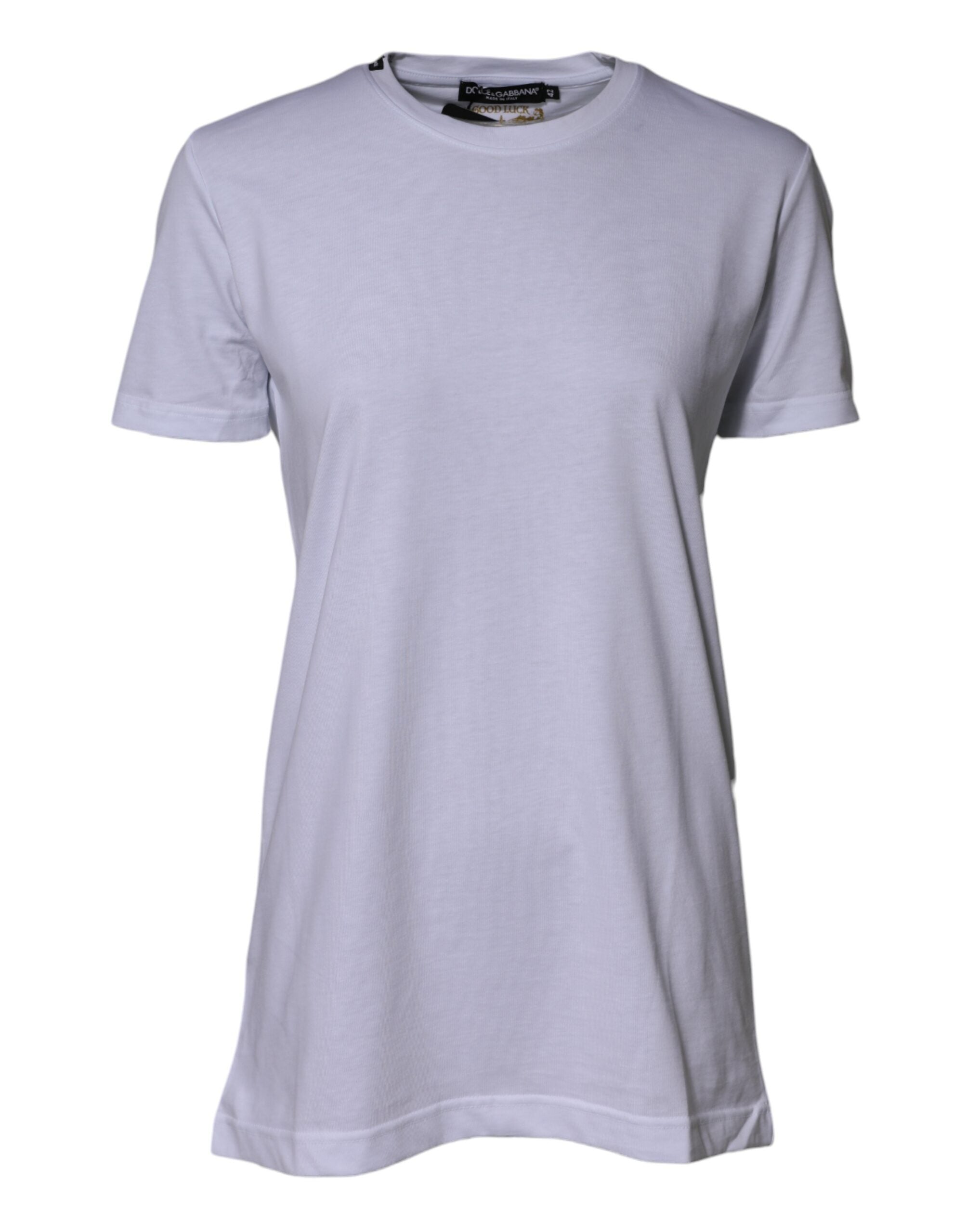 Dolce &amp; Gabbana Weißes Baumwoll-T-Shirt „Goodluck 2023“ mit Rundhalsausschnitt