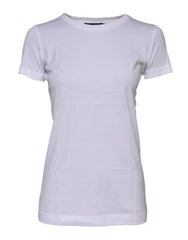 Dolce & Gabbana White Cotton Crew Neck Short Sleeves T-shirt