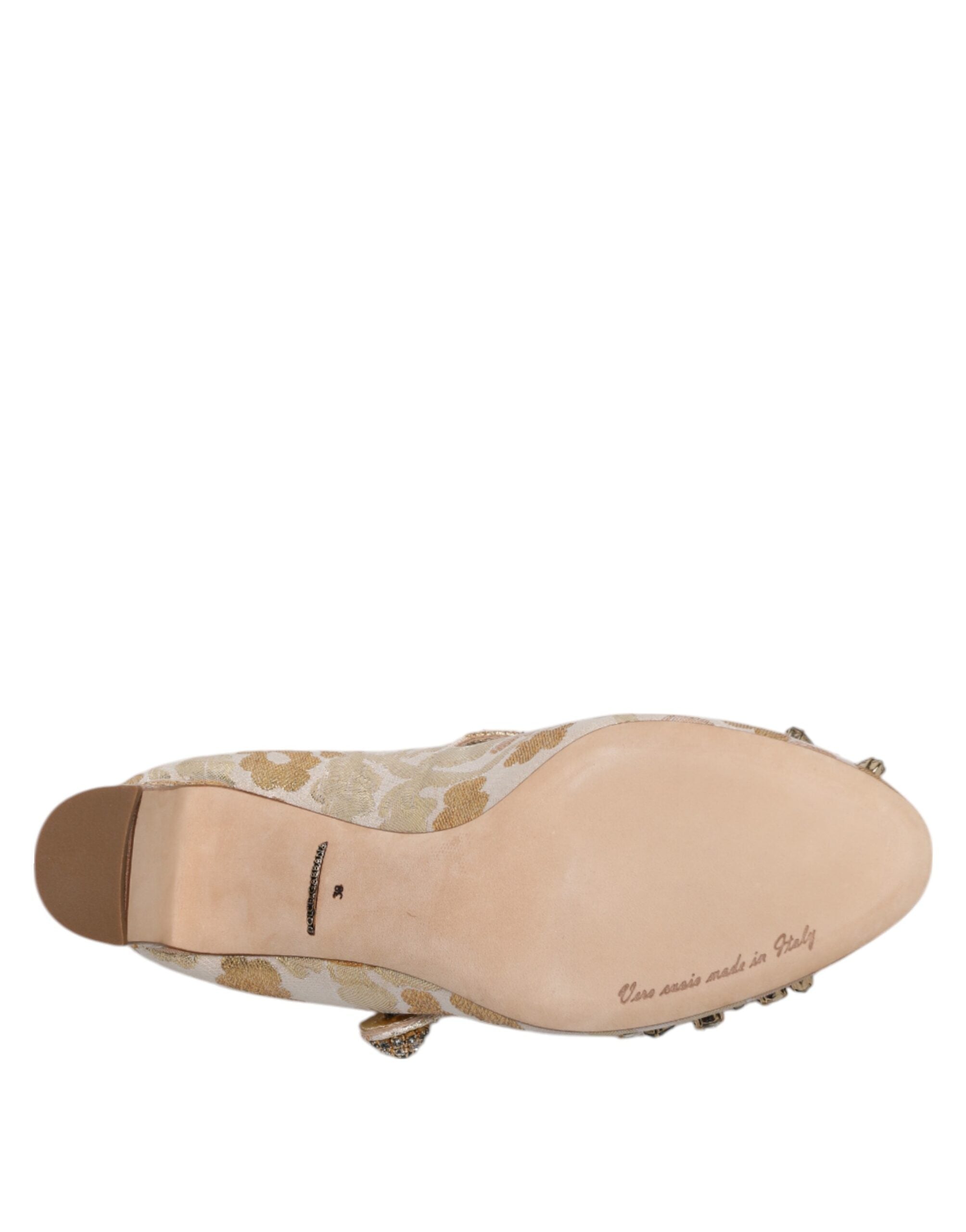 Escarpins Mary Jane Dolce &amp; Gabbana en jacquard doré et cristaux