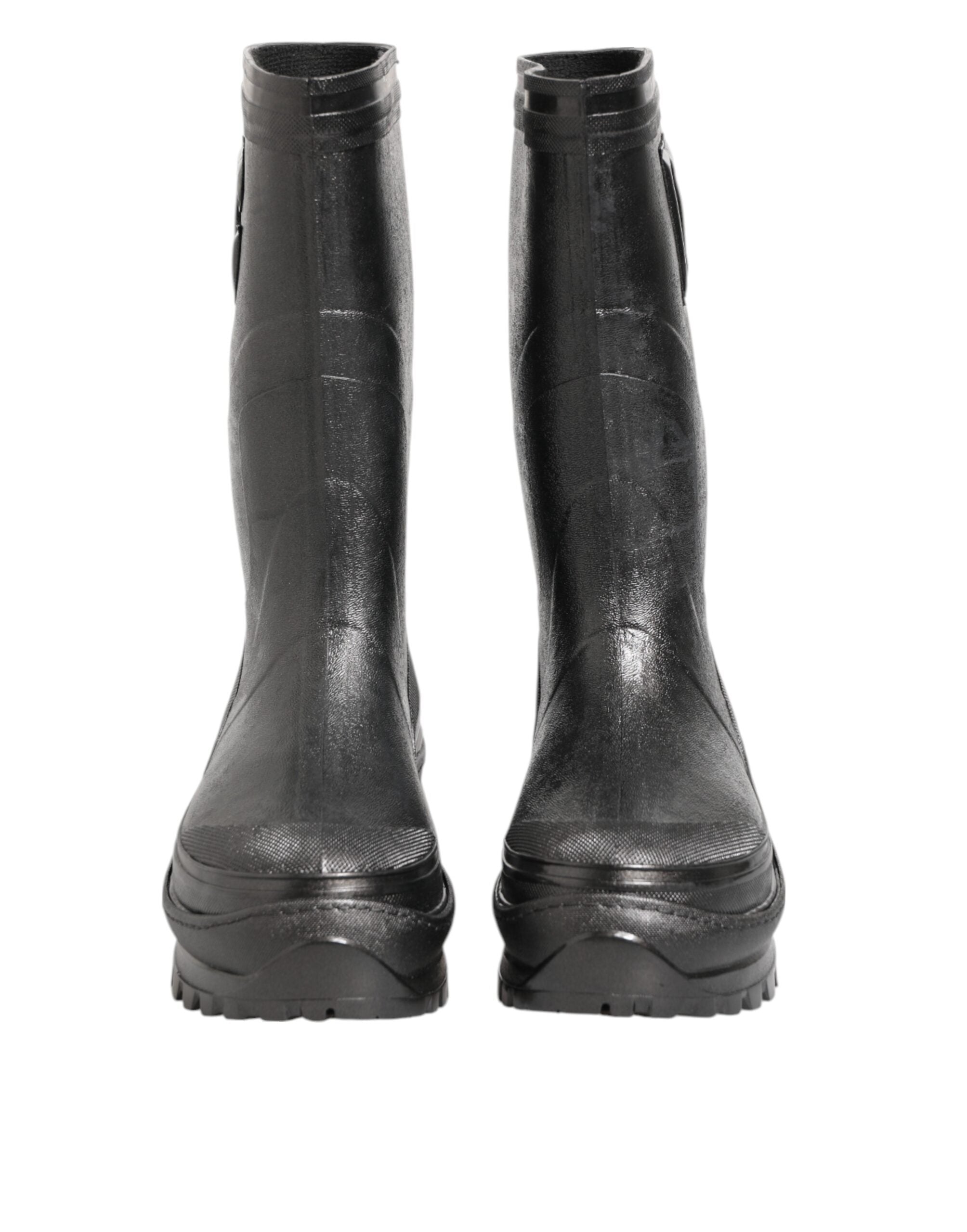 Bottes de pluie Dolce &amp; Gabbana noires métallisées à enfiler pour hommes