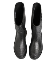 Bottes de pluie Dolce &amp; Gabbana noires métallisées à enfiler pour hommes