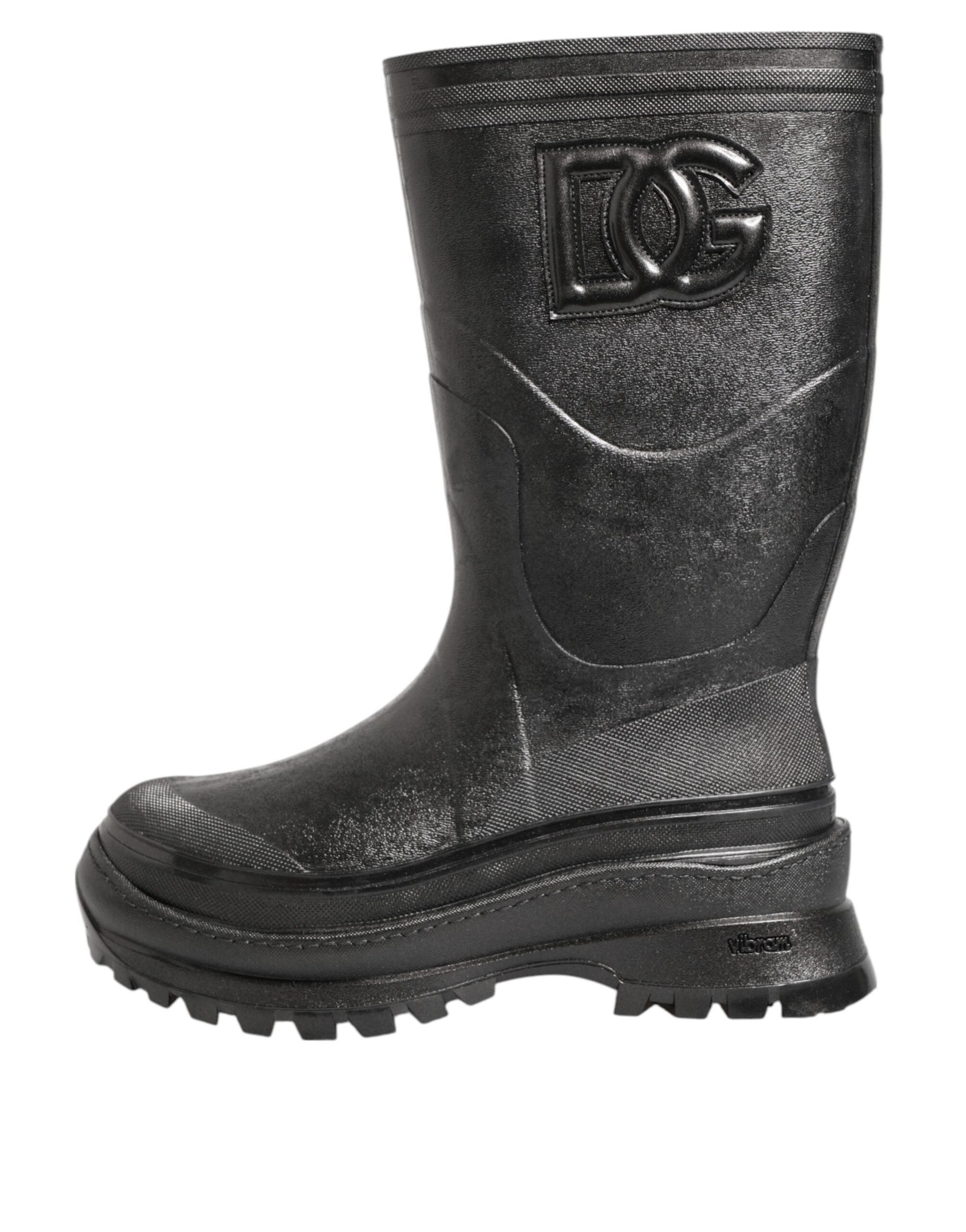 Bottes de pluie Dolce &amp; Gabbana noires métallisées à enfiler pour hommes