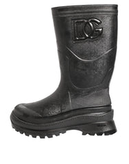 Bottes de pluie Dolce &amp; Gabbana noires métallisées à enfiler pour hommes