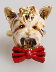 Bague pour chien Dolce &amp; Gabbana en laiton doré et résine beige