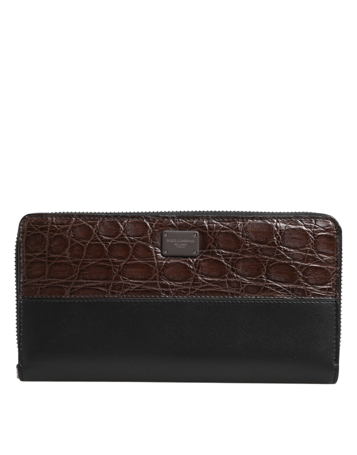 Dolce &amp; Gabbana Herren-Clutch aus schwarzem und braunem exotischem Leder