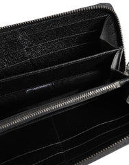 Dolce & Gabbana Black Leather #DGFAMILY Zipper Continental Mens Wallet