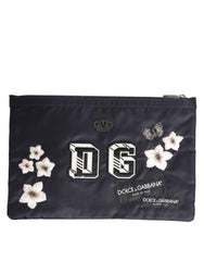 Dolce &amp; Gabbana Herren-Clutch mit blauem DG-Logo-Patch