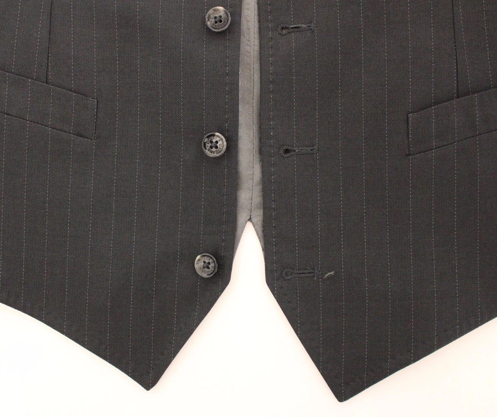 Dolce &amp; Gabbana graue gestreifte Abendgarderobe