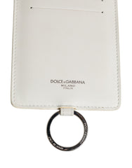 Portefeuille homme Dolce &amp; Gabbana en cuir de veau blanc avec cordon et logo, porte-cartes.