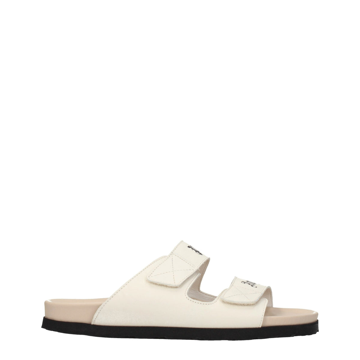 Palm Angels Beige Leather Slippers Sandals