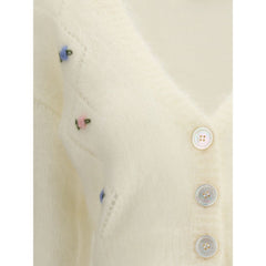Alessandra Rich Mohair Cardigan with embroidery