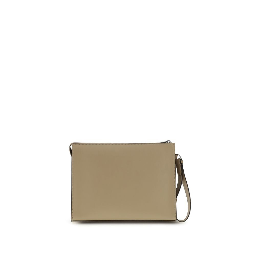 Fendi Clutch aus Leder und FF-Canvas