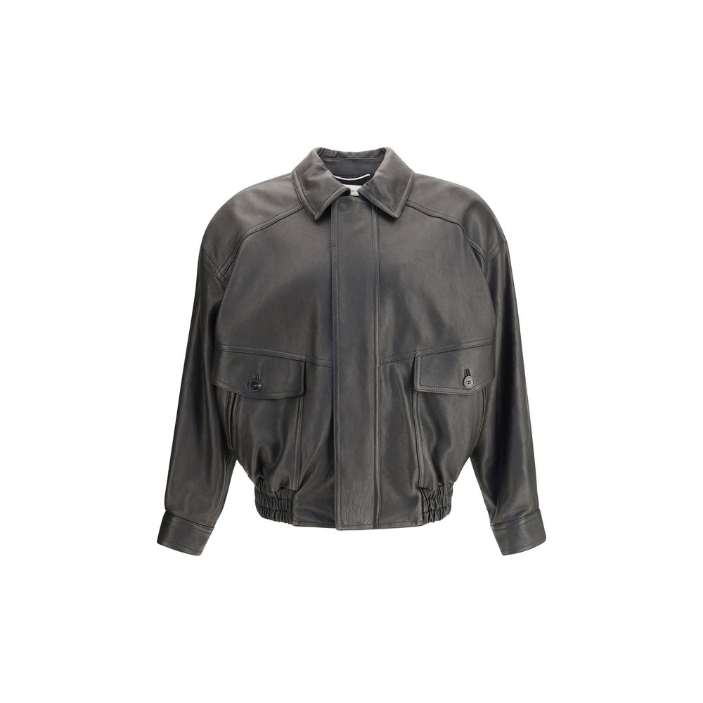 Veste en cuir ballon Saint Laurent