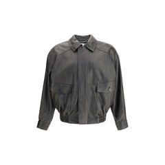 Veste en cuir ballon Saint Laurent