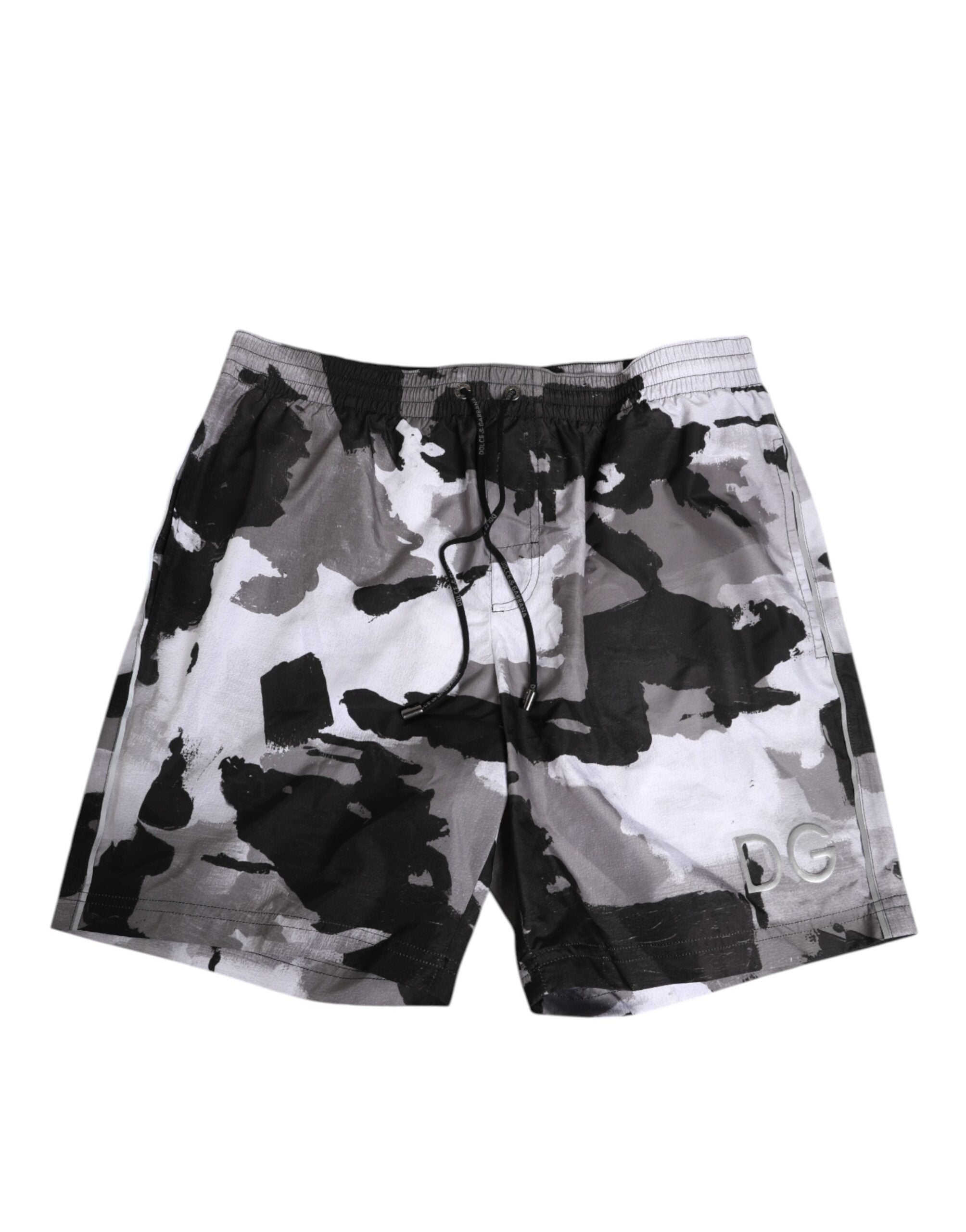 Maillot de bain homme Dolce &amp; Gabbana camouflage noir et blanc avec logo DG