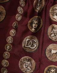 Boxer homme Dolce &amp; Gabbana en soie bordeaux à imprimé pièces de monnaie