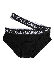 Dolce & Gabbana Black Cotton Elastic Logo Waistband Swimwear