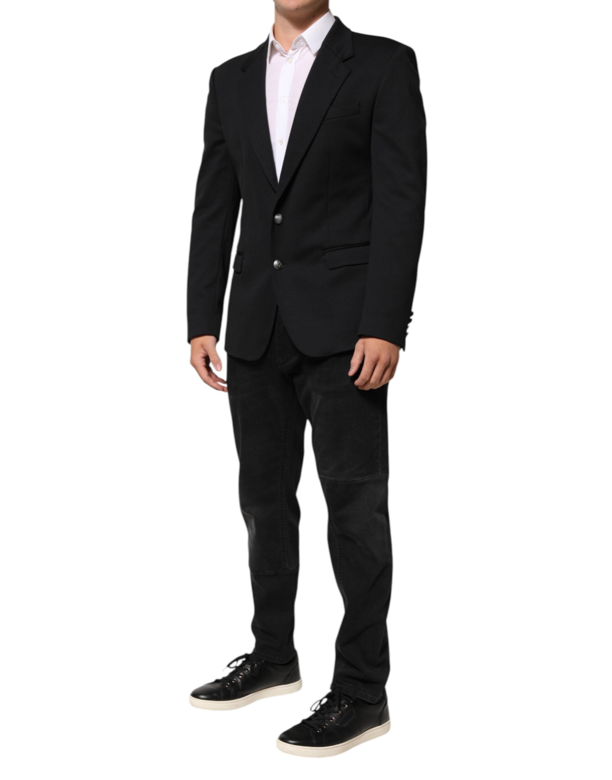 Dolce &amp; Gabbana Herrenjacke, dunkelblauer Baumwollblazer, Anzug