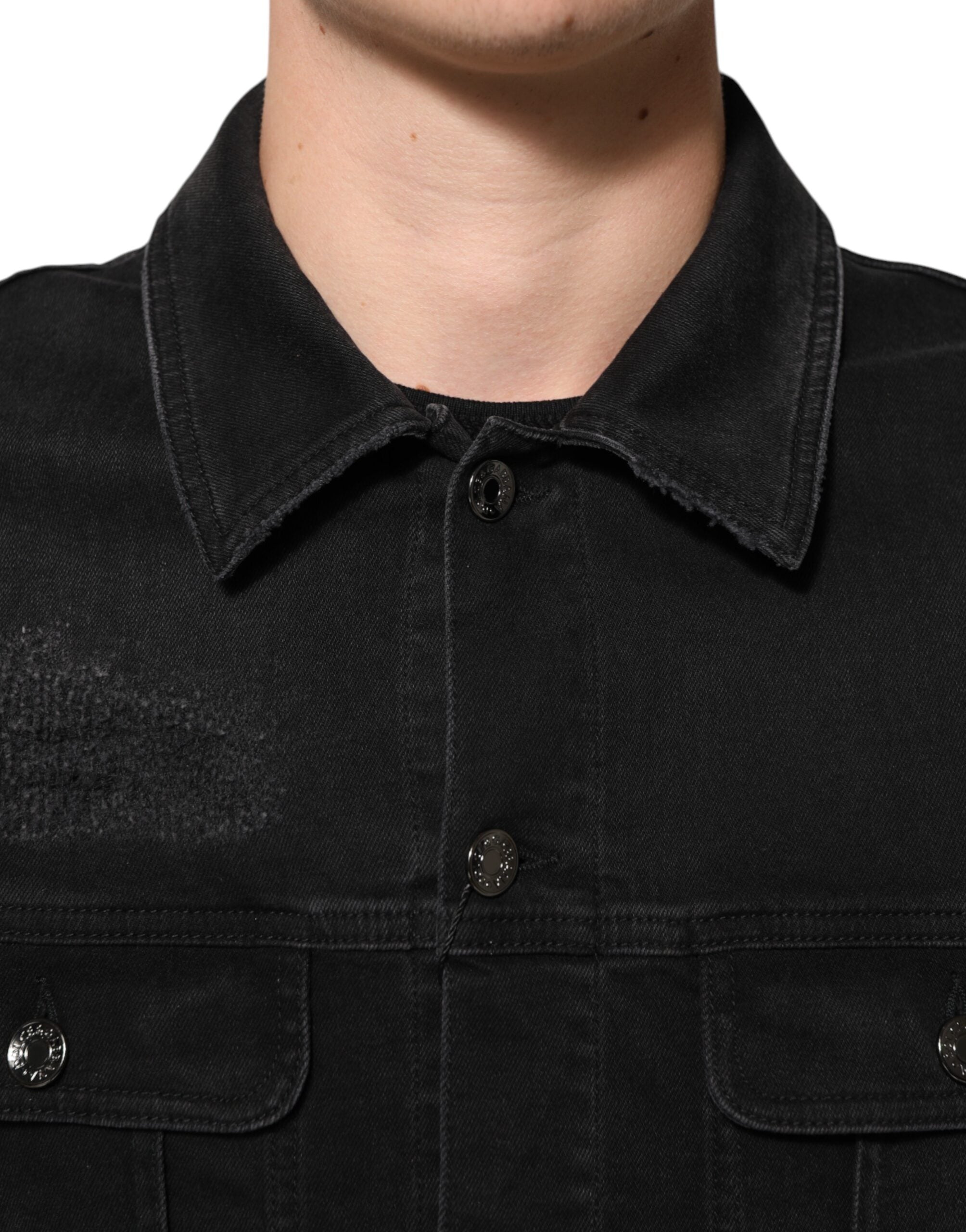 Veste Dolce &amp; Gabbana en denim stretch noir à boutons