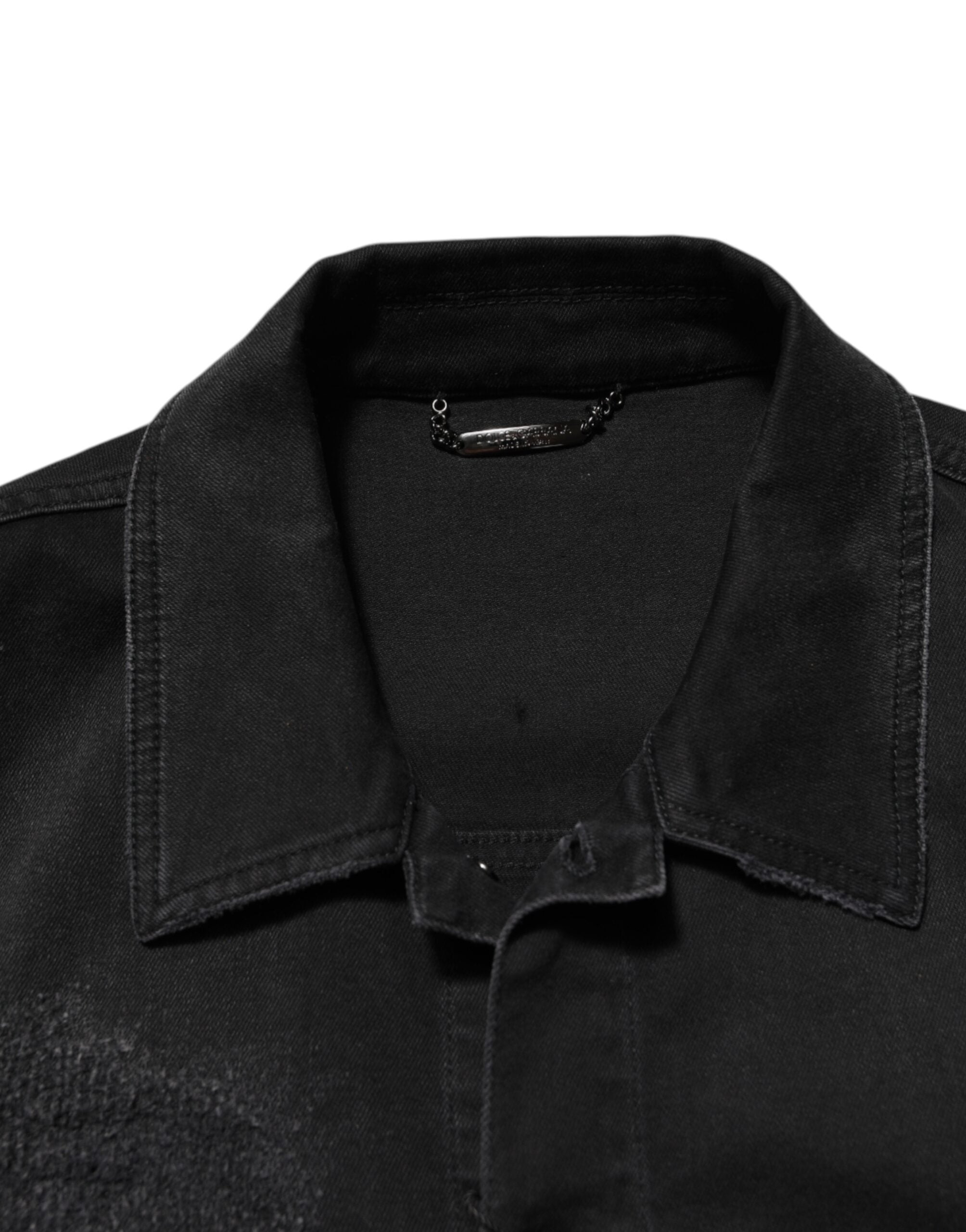 Veste Dolce &amp; Gabbana en denim stretch noir à boutons
