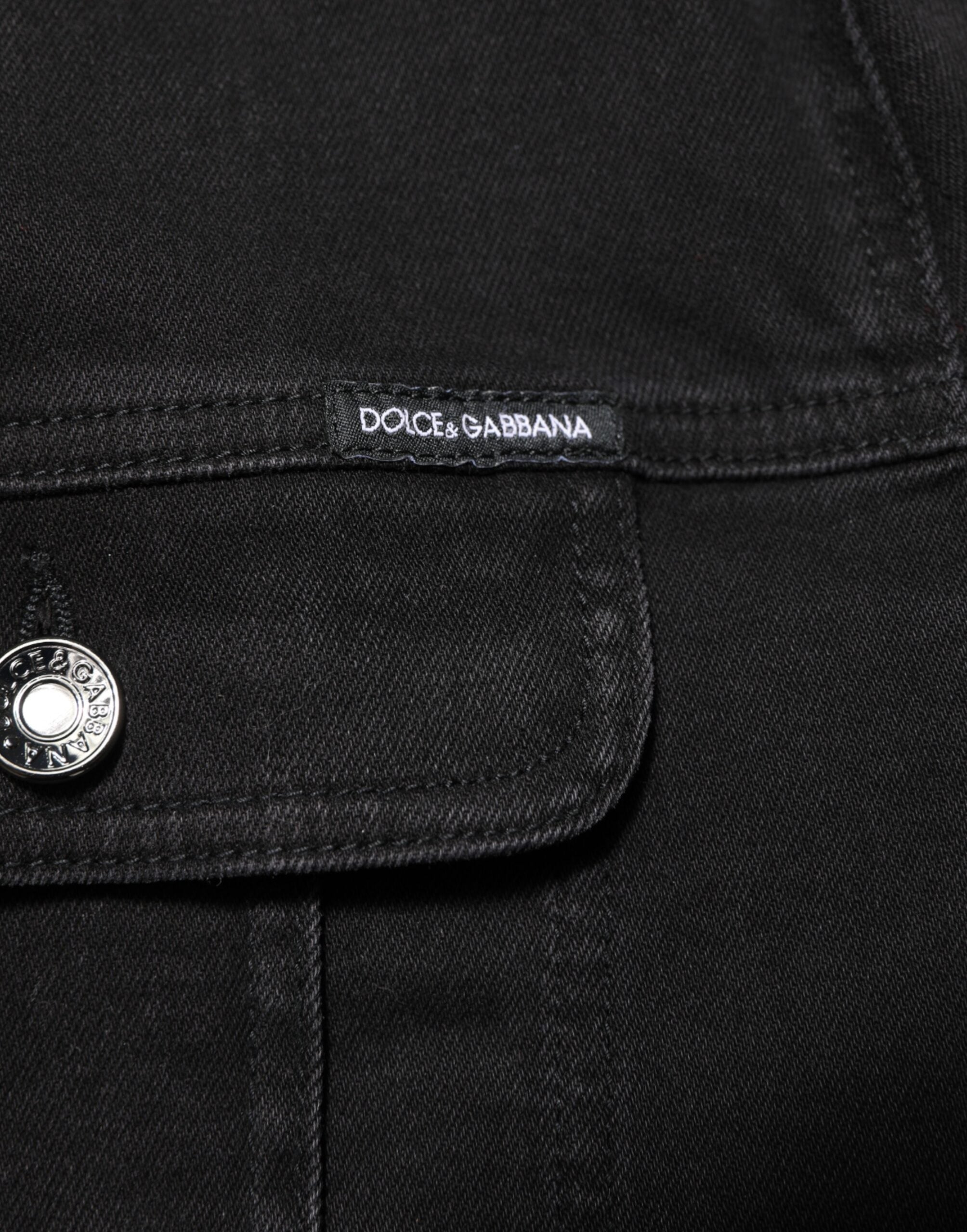 Veste Dolce &amp; Gabbana en denim stretch noir à boutons