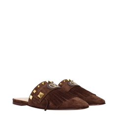 Valentino Garavani Brown Leather Slippers Sandals
