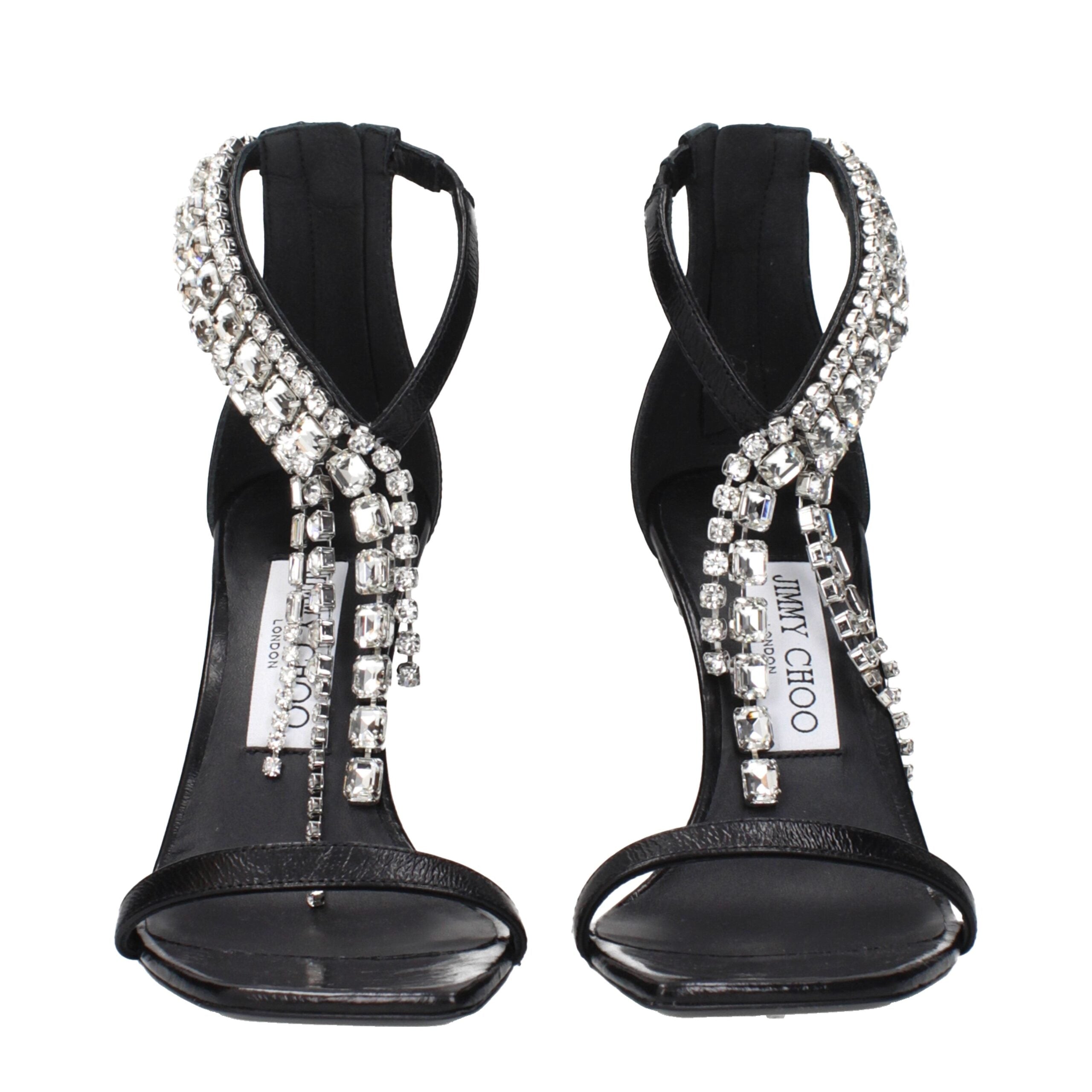 Jimmy Choo Sandalen aus schwarzem Leder mit Stilettoabsatz