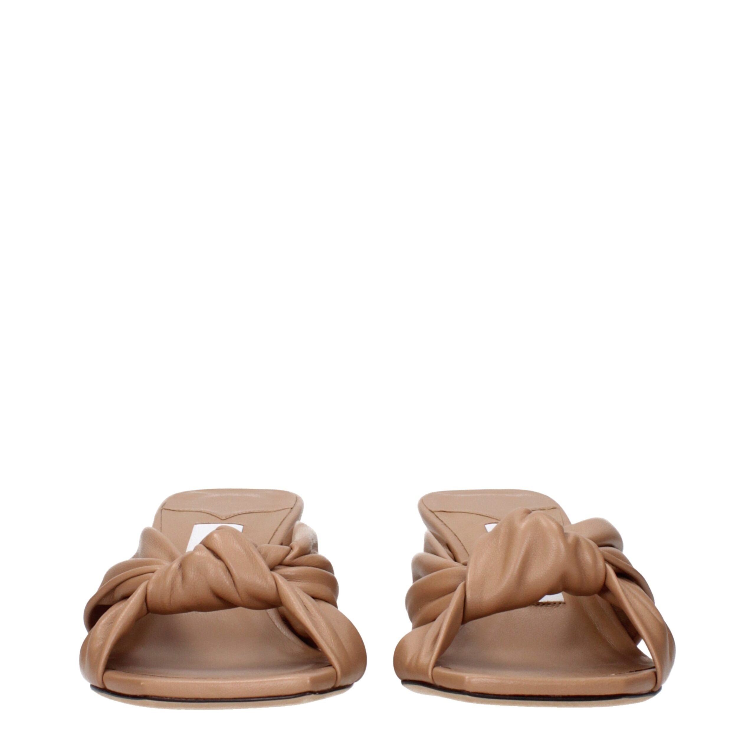 Jimmy Choo Beige Leather Flat Sandals