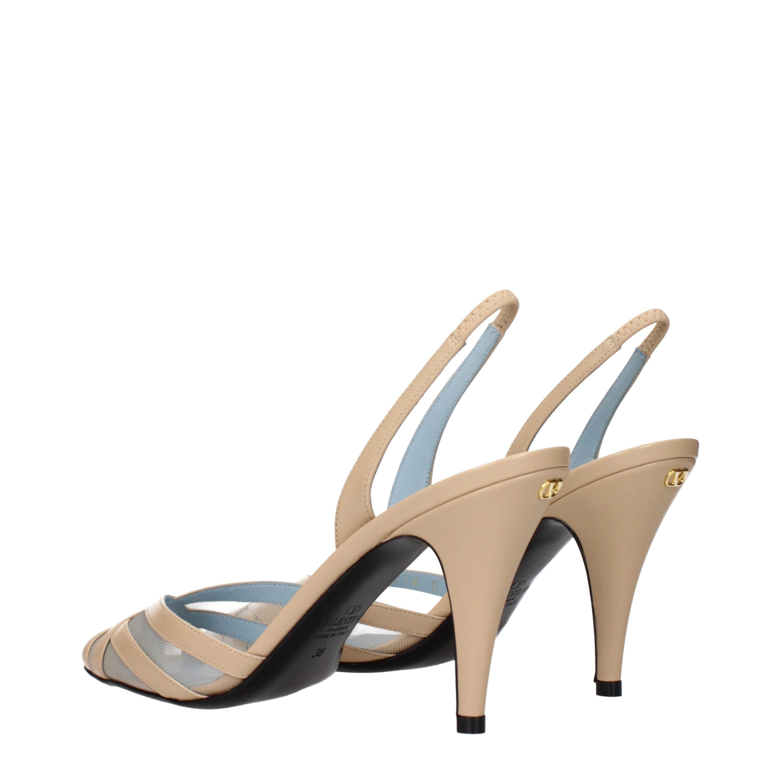 Valentino Garavani Beige Leather Stiletto Heels Sandals
