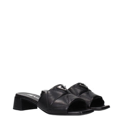 Prada Black Leather Flat Sandals