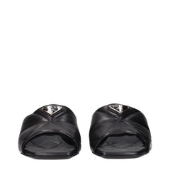 Prada Black Leather Flat Sandals