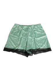 Sous-vêtements Dolce &amp; Gabbana en satin vert d'eau avec bordure en dentelle noire