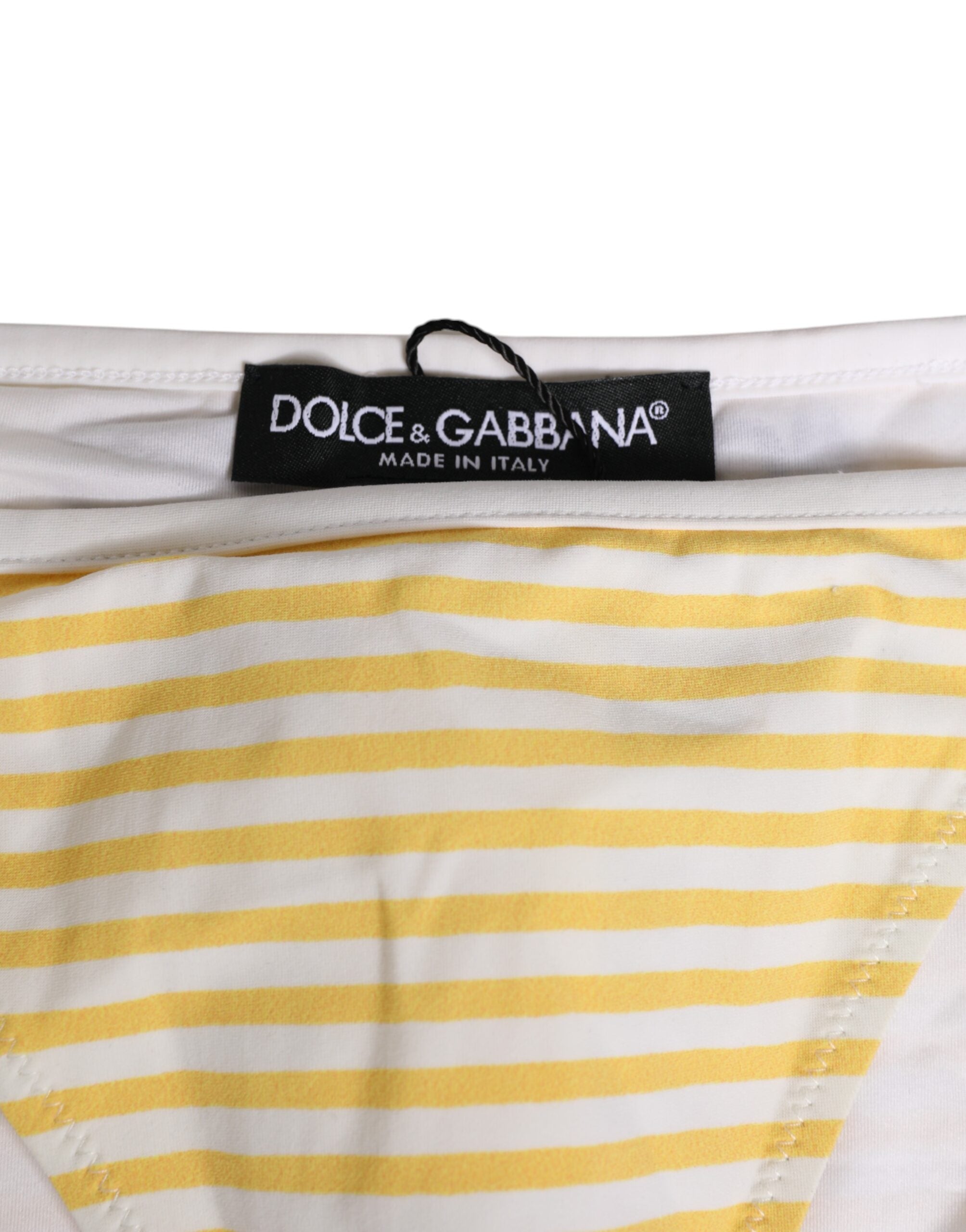 Sous-vêtements Dolce &amp; Gabbana à rayures blanches et jaunes avec logo et lien sur le côté
