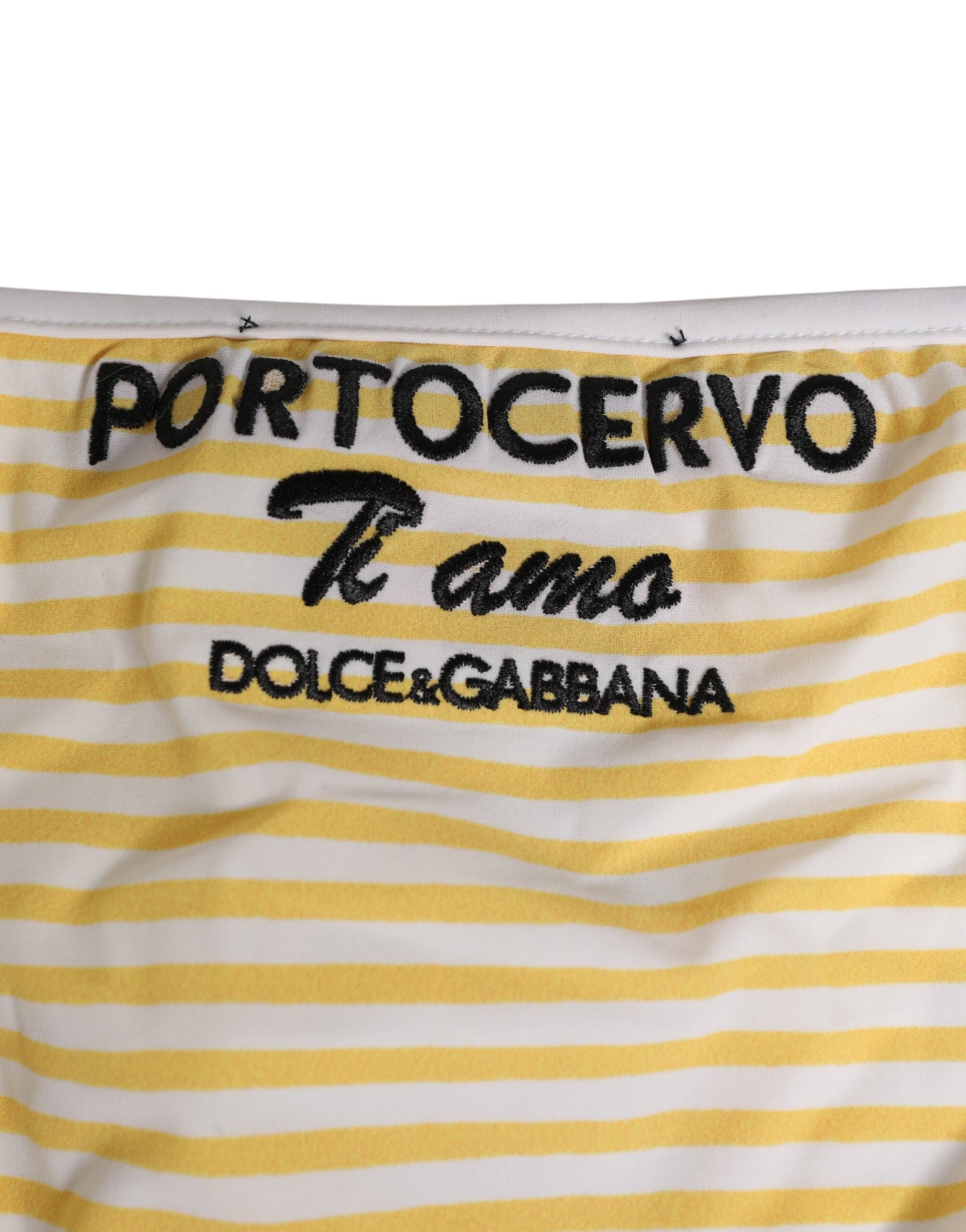 Sous-vêtements Dolce &amp; Gabbana à rayures blanches et jaunes avec logo et lien sur le côté