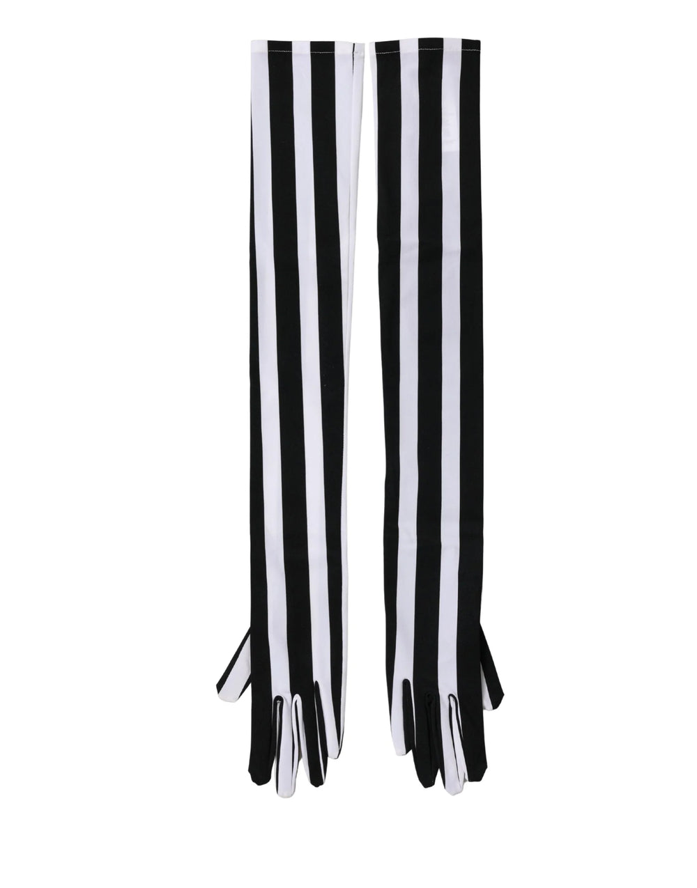 Dolce & Gabbana Black White Stripes Nylon Elbow Length Women Gloves - 7|S