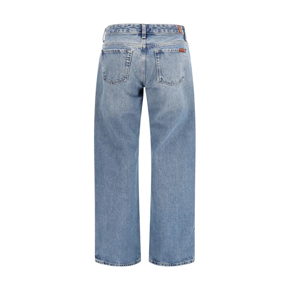 7FOR Blue Cotton Straight-Leg Jeans