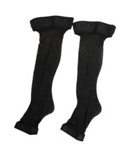 Dolce & Gabbana Black Sheer Nylon Logo Band Over-the-Knee Stocking Socks