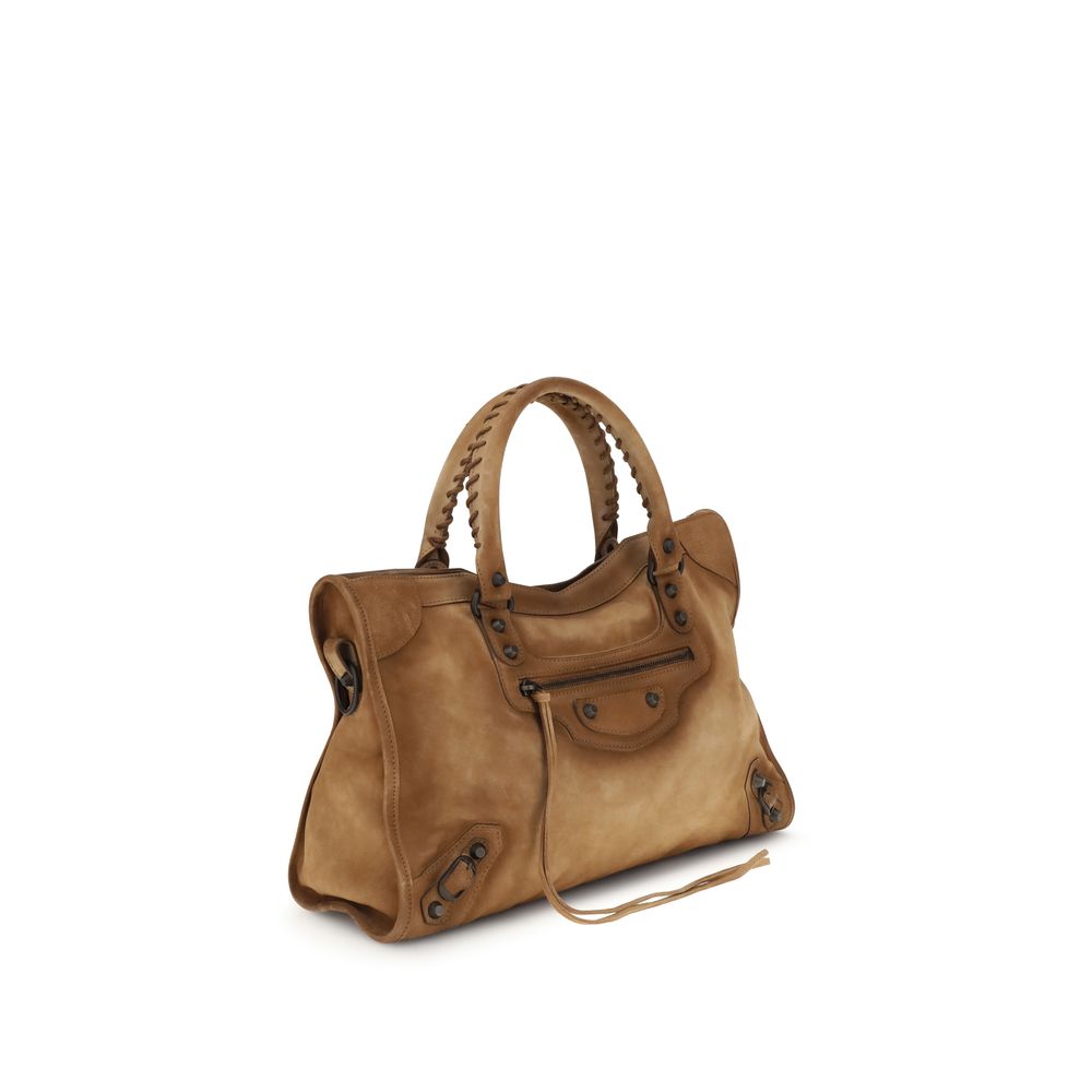 Sac à main Balenciaga Bos Taurus en cuir de veau beige