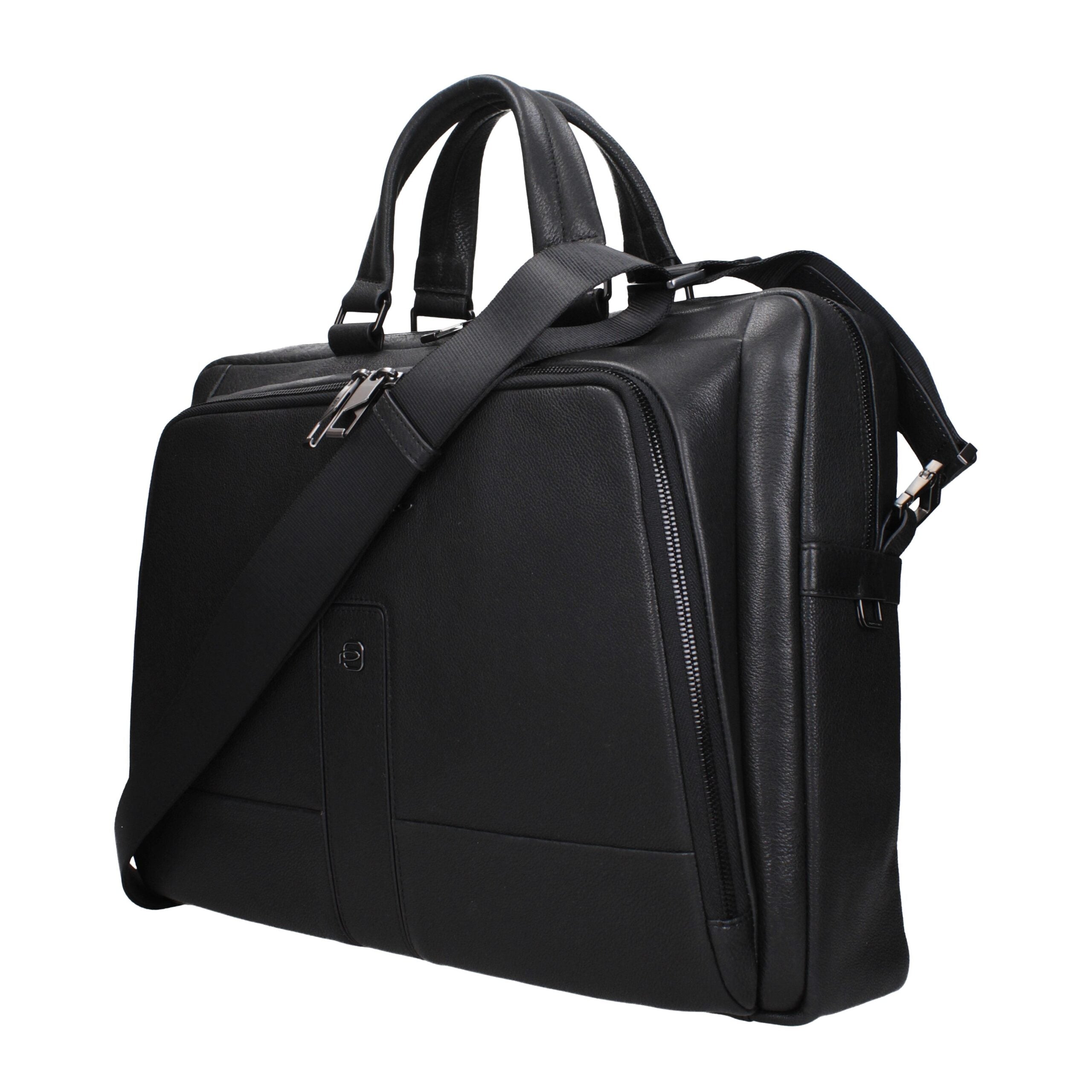 Piquadro Black Leather Business And Laptop Bags