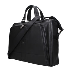 Piquadro Black Leather Business And Laptop Bags