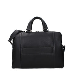 Piquadro Black Leather Business And Laptop Bags