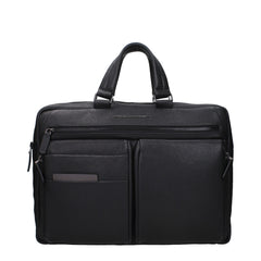 Piquadro Black Leather Business And Laptop Bags