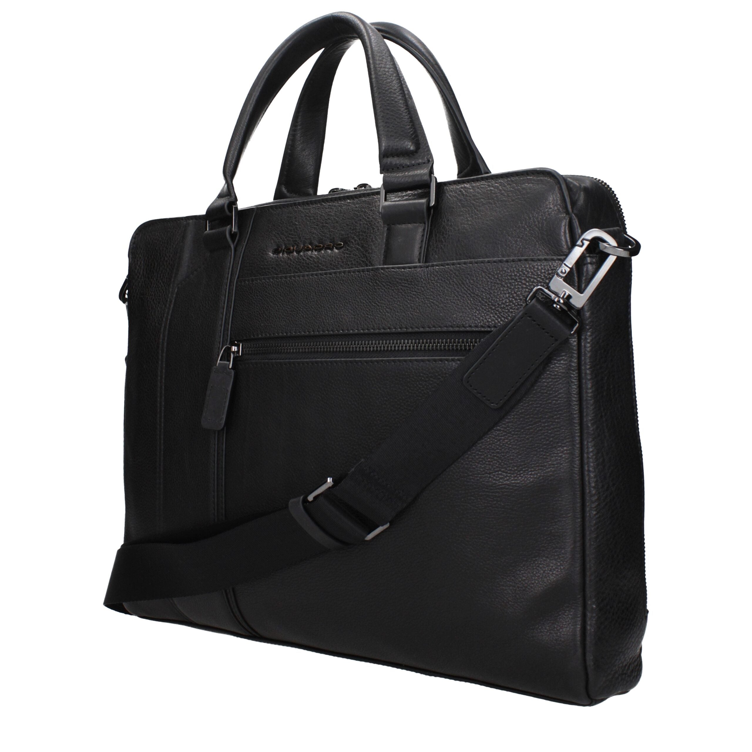 Piquadro Black Leather Business And Laptop Bags