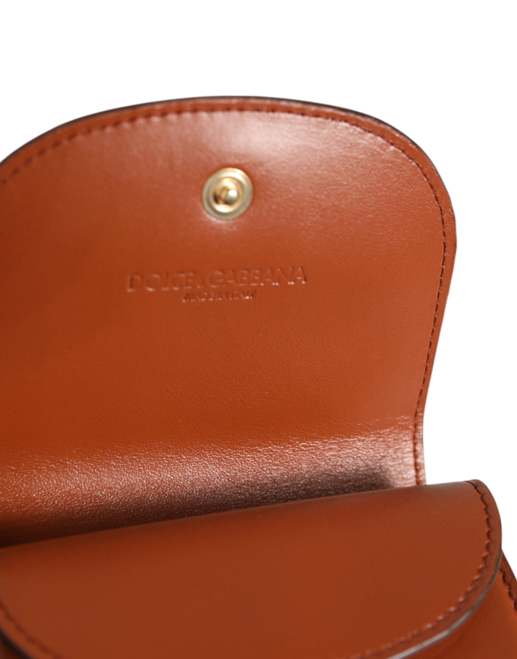 Porte-monnaie petit portefeuille Dolce &amp; Gabbana en cuir de veau imprimé léopard marron