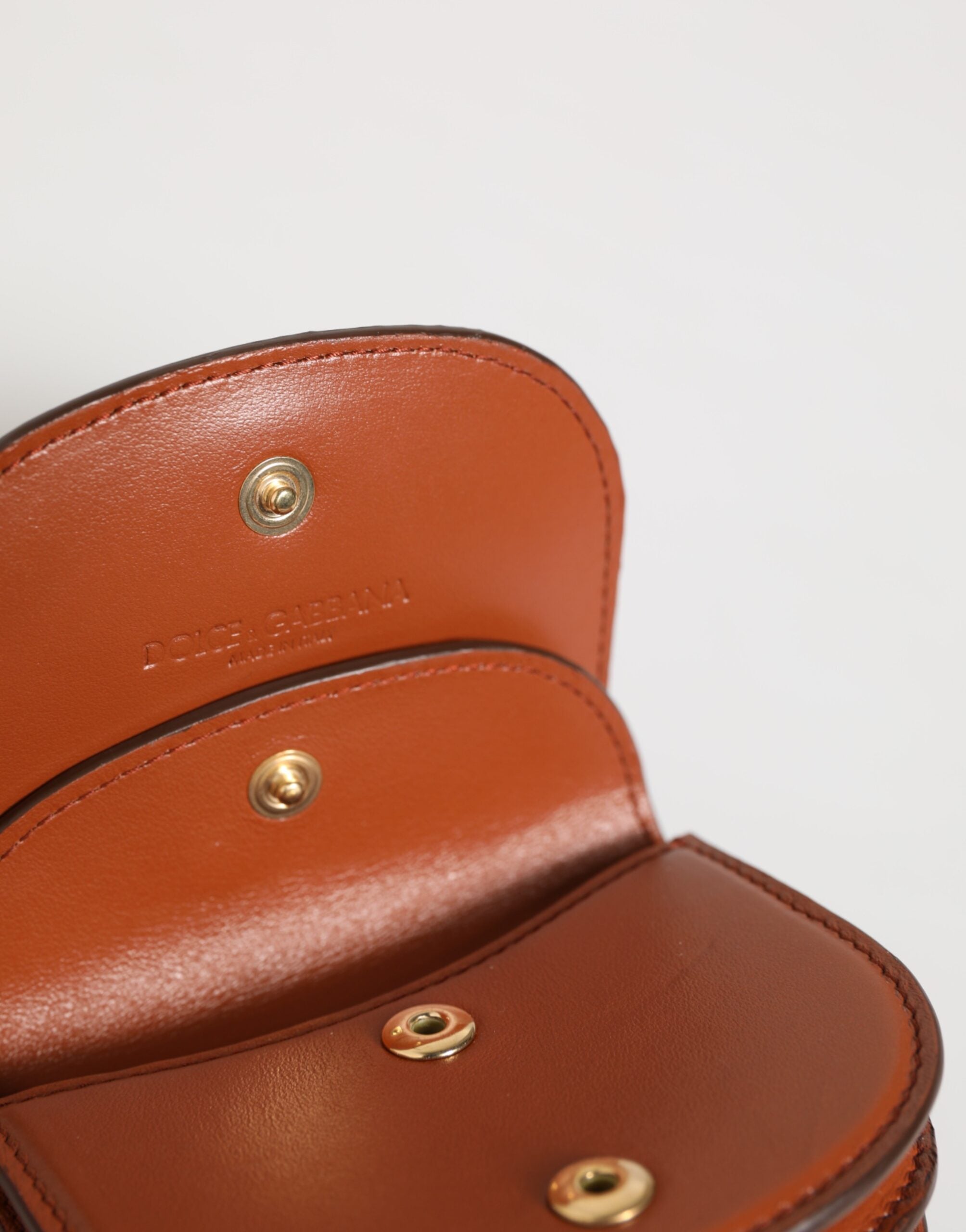 Porte-monnaie petit portefeuille Dolce &amp; Gabbana en cuir de veau imprimé léopard marron