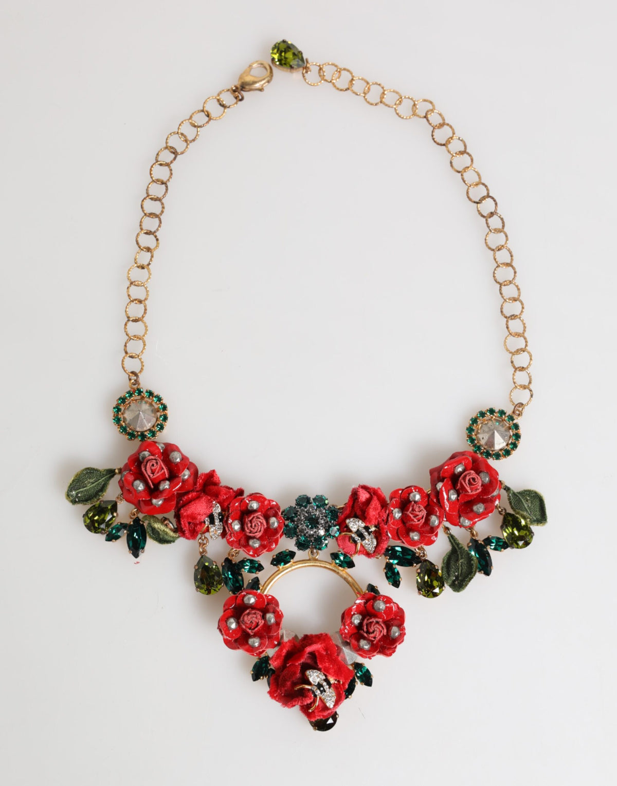 Collier Dolce &amp; Gabbana à motif floral rose rouge et cristaux, bijou tendance