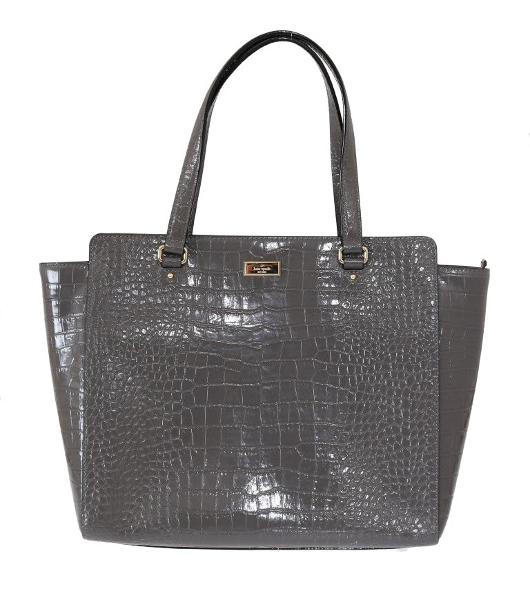 Sac cabas Kate Spade Elissa Bristol Drive en cuir gris gaufré façon croco