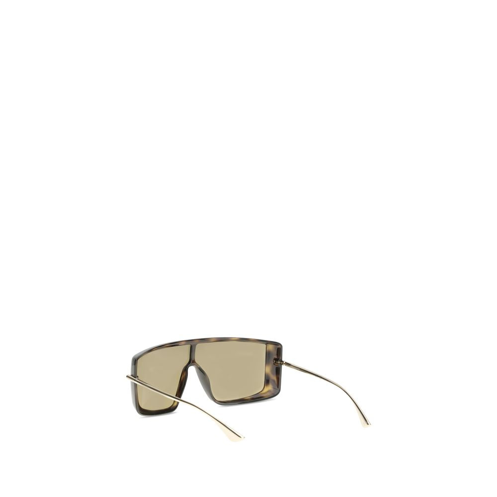 Alexander McQueen Havana T-Bar Visor Sonnenbrille