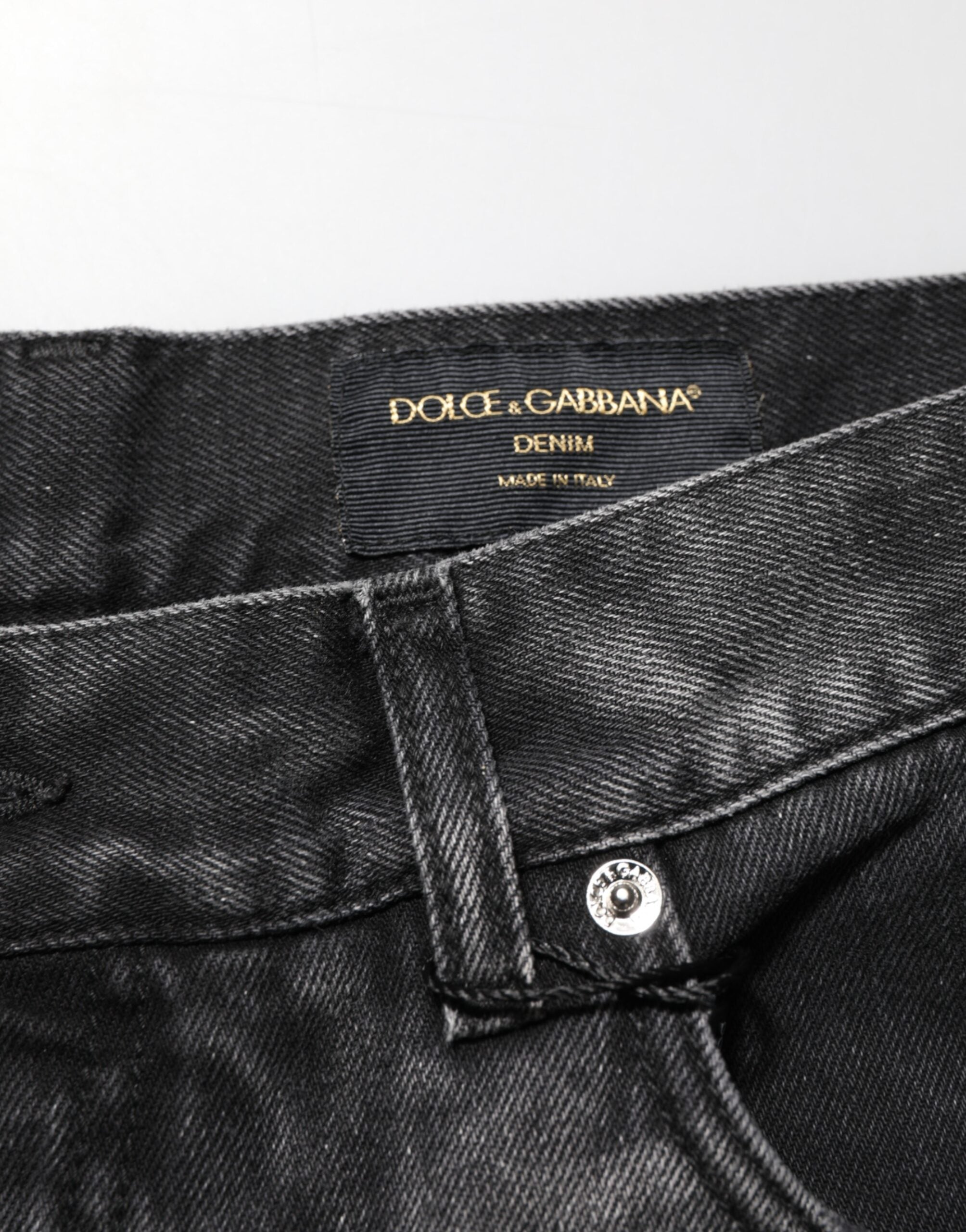 Dolce &amp; Gabbana Schwarze Herren-Jeans mit Marmor-Effekt und geradem Schnitt