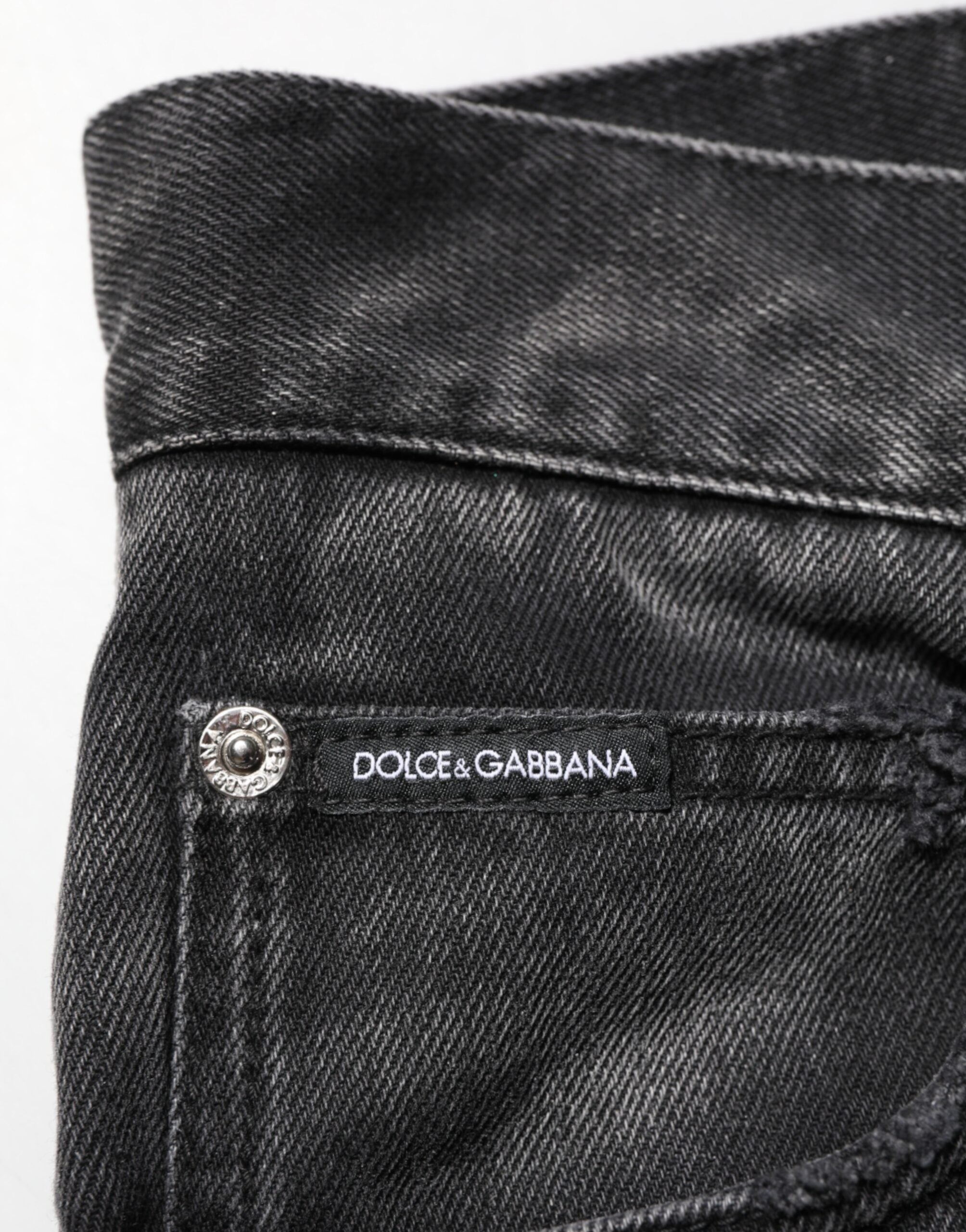 Dolce &amp; Gabbana Schwarze Herren-Jeans mit Marmor-Effekt und geradem Schnitt